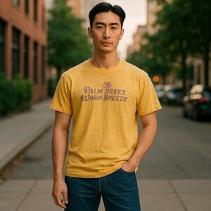 Old Navy Tee Palm Trees Warm Breeze Yellow 💵